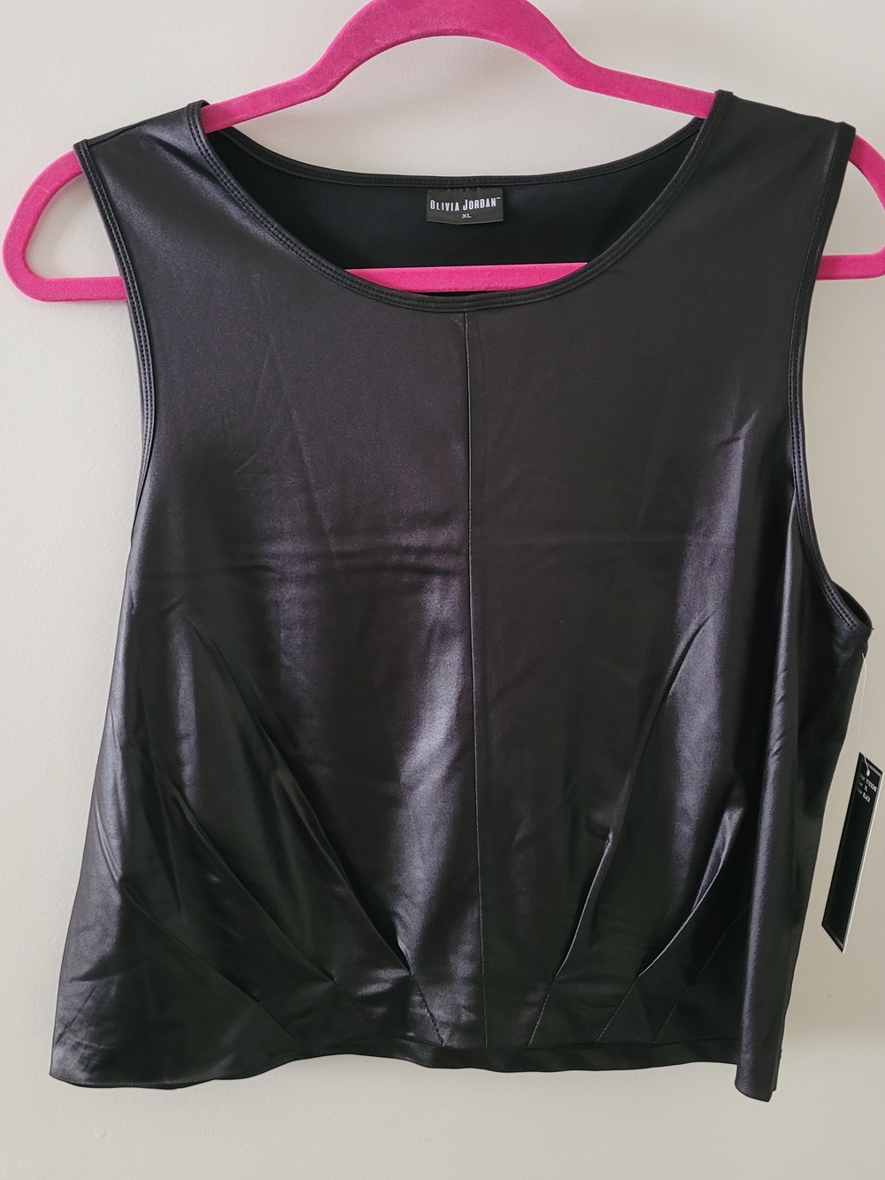 Olivia Jordan Black Faux-Leather Sleeveless Tank Top